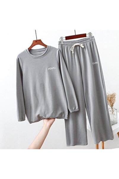 GENERAL Women's Pink Winter Pajamas Set - Classic, Solid, Long Sleeve, Round ...
