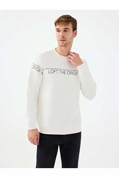 Loft Men's White Lf 2041075 Off White m Sws Sweatshirt