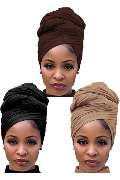 GENERAL Harewom Head Wraps for Black Women Stretch Head Scarf Long African Ha...