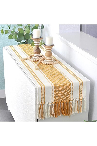 Oveesha Boho Small Coffee or Dining Table Runner with Tassels 14 x 48 Inches ...