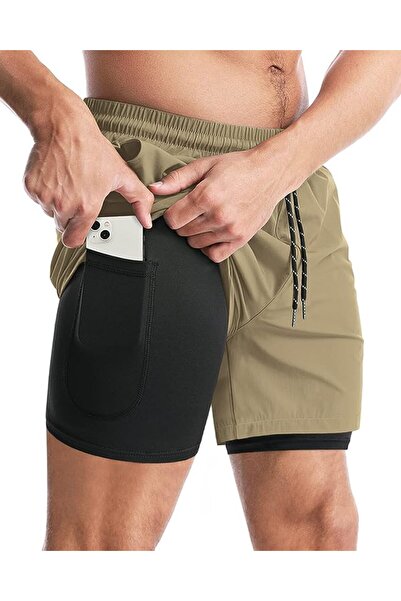 GENERAL Aolesy Men’s 2 in 1 Running Shorts, Workout Gym Athletic Shorts for M...