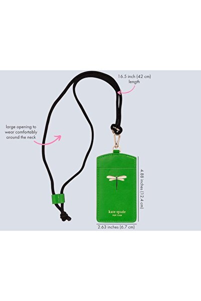 kate spade new york ID Badge Holder with Lanyard, Vegan Leather Slim Card Wallet, Name Tag Case for