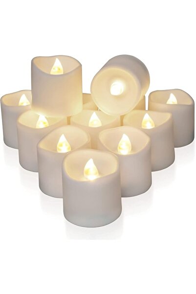 KASTWAVE Flameless LED Votive Candles, 12 Pcs Long Lasting Battery Operated T...