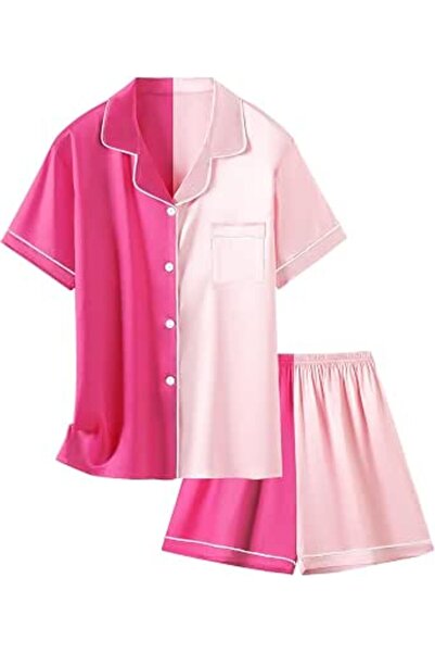 GENERAL Schbbbta Girls Boys Satin Pajamas Set, 2Piece Silk Nightwear Button-D...