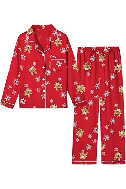 GENERAL Schbbbta Girls Boys Satin Pajamas Set, 2Piece Silk Nightwear Button-D...