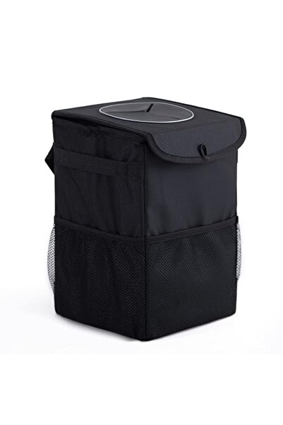 EACAM Car Trash Can with Lid - Car Seat Back Hanging Trash Bag with Storage P...