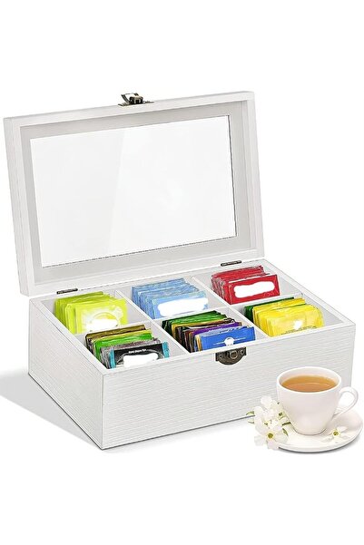 SYOSI Tea Bag Organizer Storage Box Tea Storage Chest Case Tea Bag Sorter Jew...