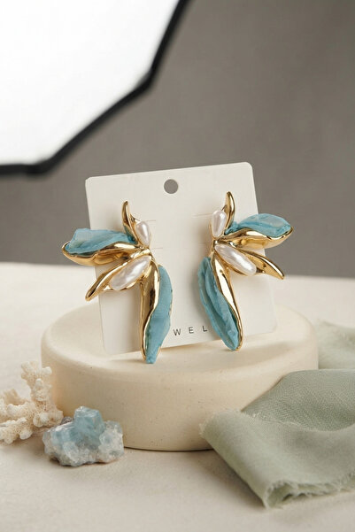 callerrons accessories Petrol Green Color Lotus Leaf Model Women's Earrings -...