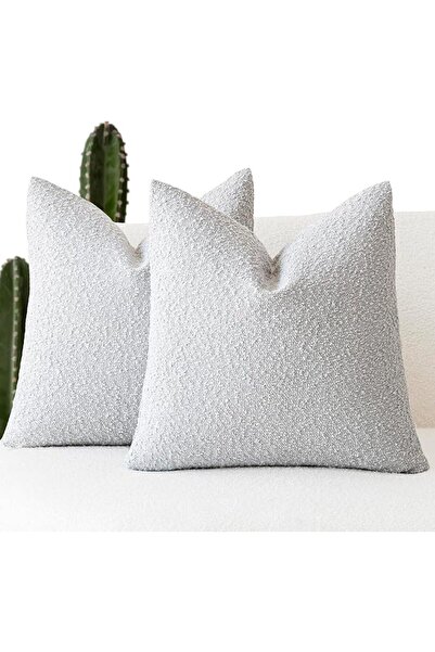 GENERAL Foindtower Pack of 2 Textured Boucle Throw Pillow Covers Accent Solid...