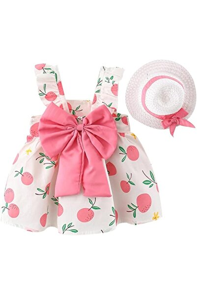 XINHUIDALSQ Baby Girl One-Piece Floral Dress with Lace Straw Hat Princess 2PC...