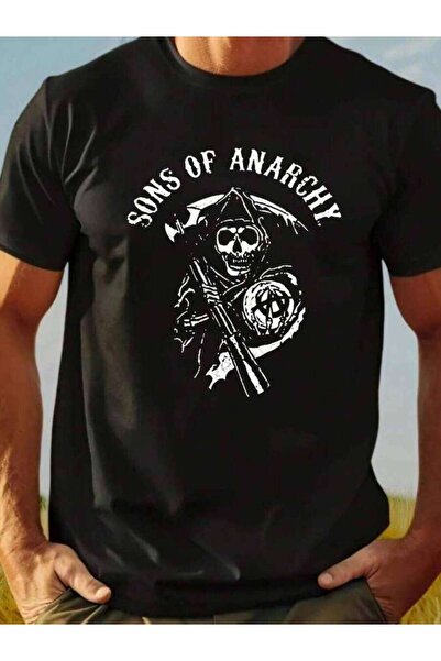 23ERVA Men's Printed Crew Neck T-Shirt, Sons Of Anarchy Logo T-Shirt For Men ...