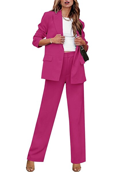 luvamia 2 Piece Outfits for Women Dressy Long Blazer Jackets High Waisted Wid...