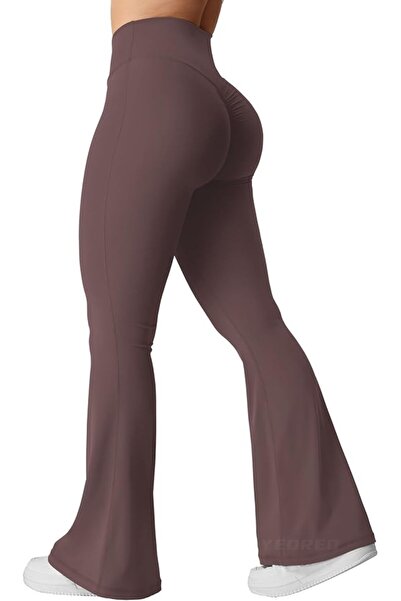 GENERAL YEOREO Kalie Flare Scrunch Leggings for Women V Cross Waist Bell Bott...