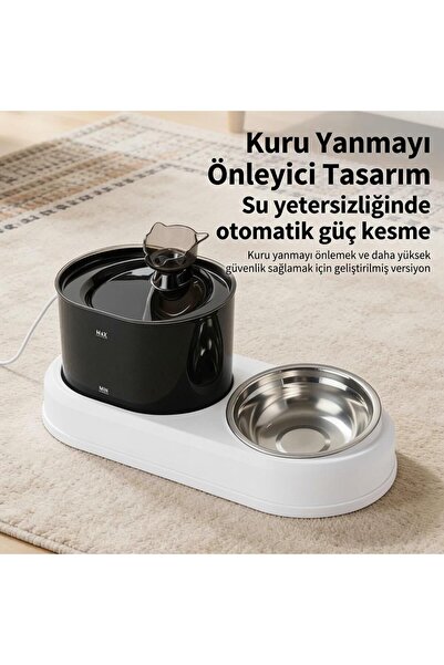 ORVİCA Akıllı Otomatik Kedi Mama Kabı Paslanmaz Çelik Su Pınarı Su Çeşmesi Su Sebili 2Li Set