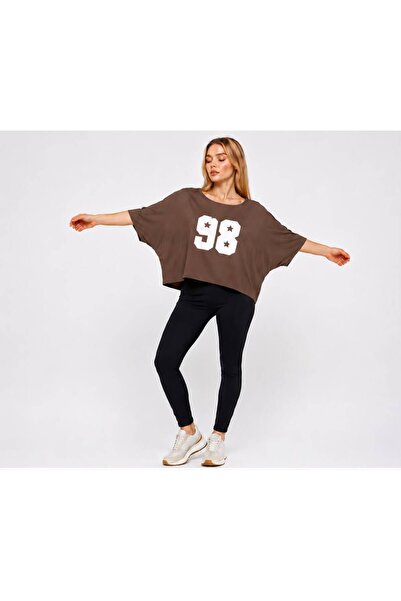 Trendingsize Tricou cu mânecă liliac și imprimeu din țesătură cristalină
