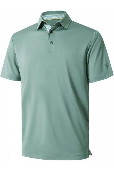 M MAELREG Men's Golf Polo Shirts Short Sleeve Striped Performance Moisture Wi...