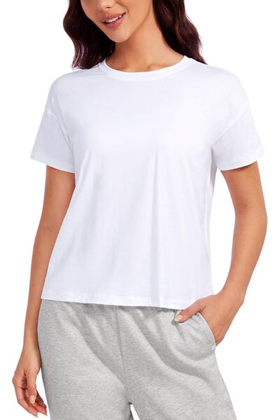 CRZ YOGA Pima Cotton Short Sleeve Workout Tops for Women Loose Basic T-Shirts...