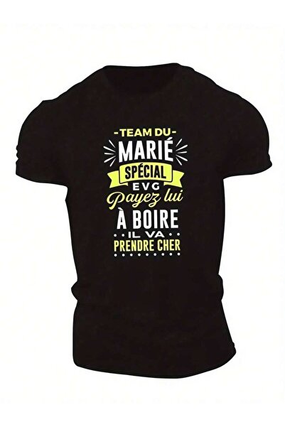 25W تي شيرت رجالي أزرق كحلي بتصميم "Team Marie Special Evg" - ياقة دائرية، أك...