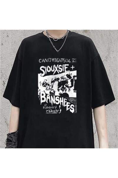 DEEFWEAR Mi̇ngalondon Siouxsie Banshees Black Unisex Oversize T-Shirt