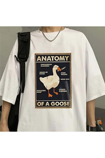 DEEFWEAR ΜΙΝΓΚΑΛΟΝΤΟΝ Μπλουζάκι με στάμπα Ανατομίας Πάπιας, Λευκό, Unisex, Ov...