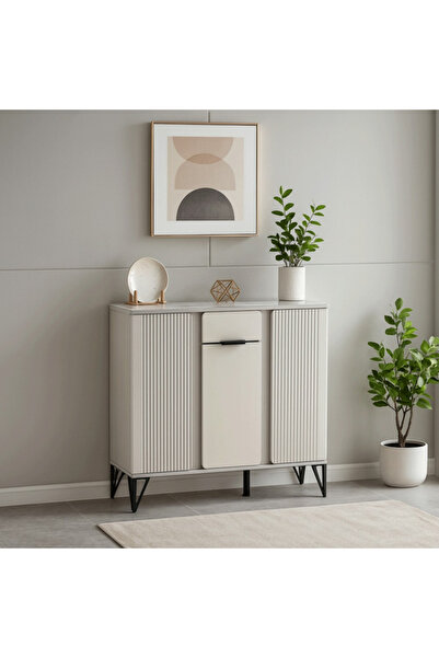 Bec4 Modern Shoe Cabinet with Stylish Ribbed Design