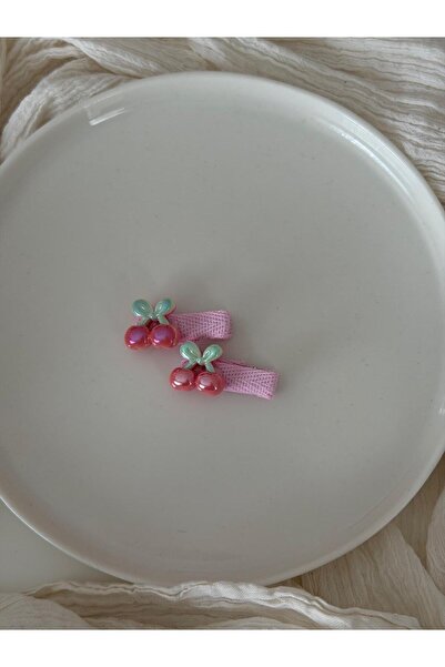 Genel Markalar Kız Çocuk ve Bebek Pembe Parlak Kiraz Figürlü Pens Saç Tokası ...