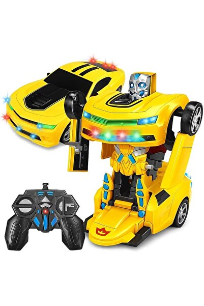 fitto 2 In 1 Remote Control Bumble Car One Button Transformation From Robot M...