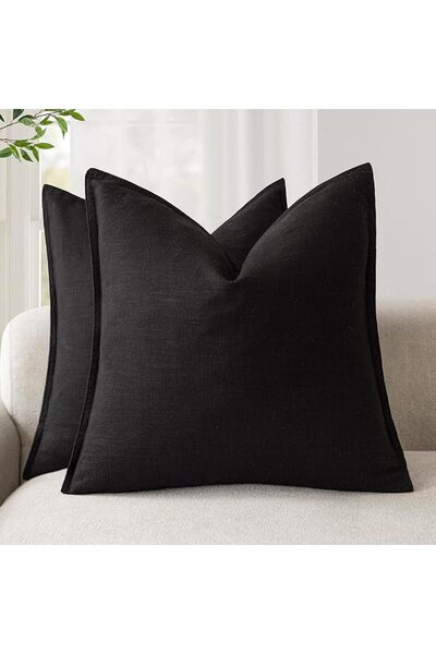 Foindtower Pack of 2, Decorative Linen Soild Throw Pillow Covers Soft Accent ...