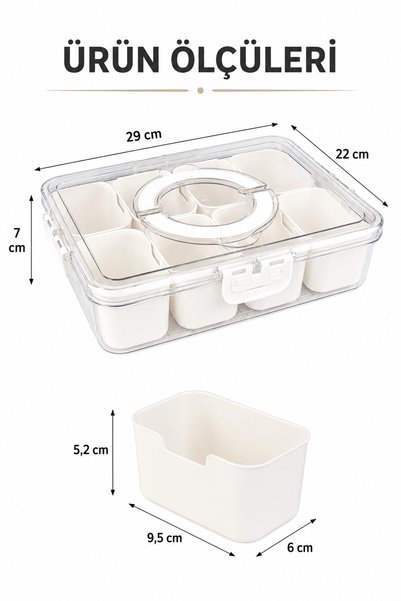 Ercazzo 8 Compartment Vacuum Storage Container |   Portable Breakfast and Presentation Container |   Fruit Vegetable Nuts Organizer with Compartments