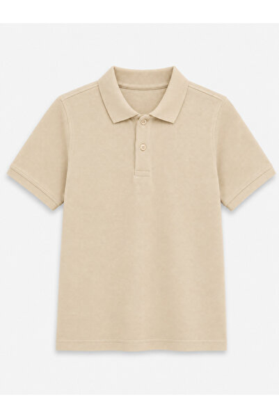 ROZELT Beige Short Sleeve Polo Collar Lakos School T-Shirt R.O.Z.O.Ku.Lt.E.L.T.