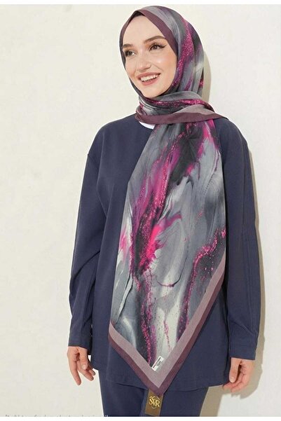 İSTANBULSTYLEMODA Patterned Bamboo Shawl - Fuchsia