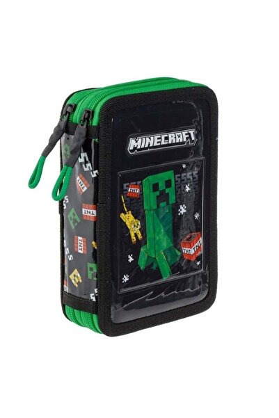 MINECRAFT Penar dublu negru-verde 3D 12.5 x 4 x 19.5 cm