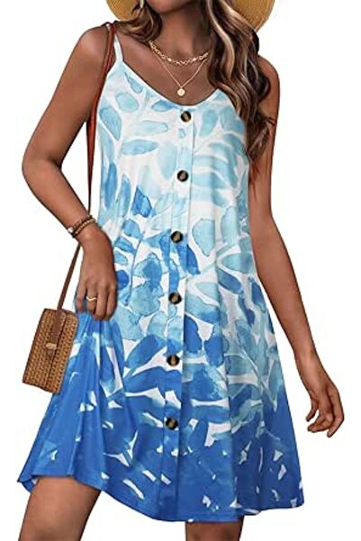 GENERAL JOELLYUS Summer Dresses for Women Spaghetti Strap Button Down Casual ...
