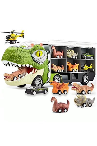 MACVI Set camion T-Rex cu vehicule în miniatură — Distracție garantată! 🚛 🦖