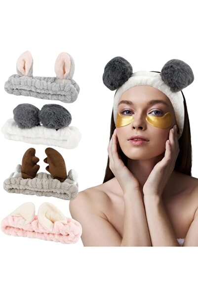 Tazweeq Animals Ears Headbands, 4pcs Animal Ear Headbands for Face Washing, H...