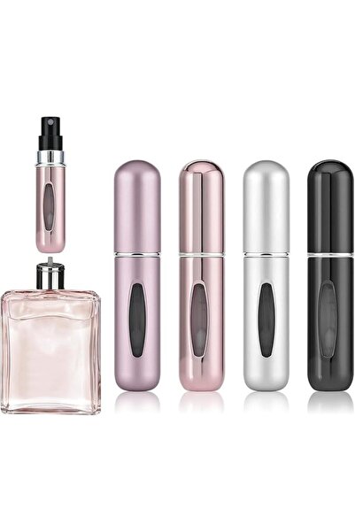 ALMEKAQUZ 4 قطع زجاجات عطر صغيرة للسفر سعة 5 مل، بخاخات عطر قابلة لإعادة التع...