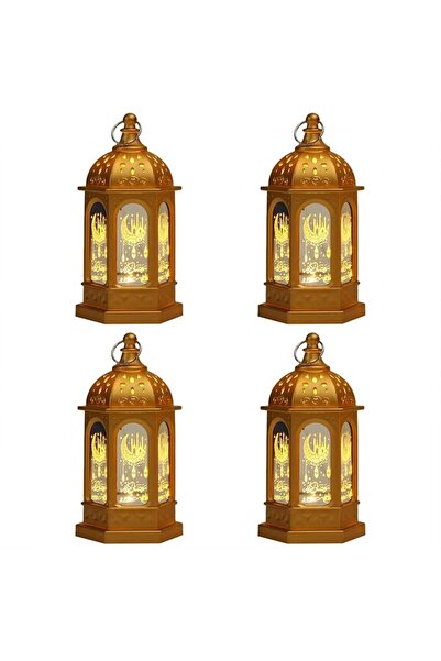 GENERAL مجموعة من 4 فوانيس رمضان صغيرة، زينة رمضان للمنزل، ديكورات العيد، أضو...