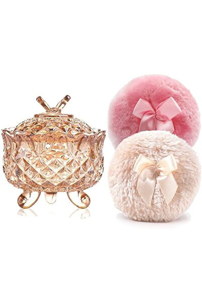 YILUSHENGHUA Luxury 4 Inch Glass Loose Powder Container with 2 Soft 3.5" Puff...