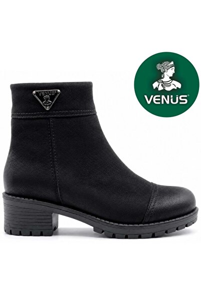 Venüs Lepito Genuine Leather Non-Slip Sole Orthopedic Women's Boots Black
