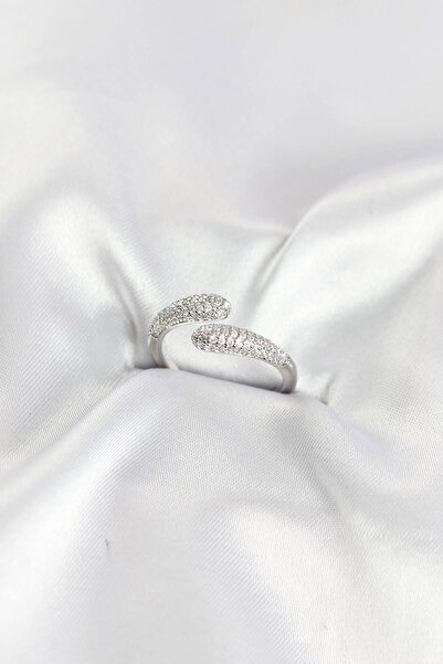 SORA GROUP Silver Color Brass Ring with Zircon Stone