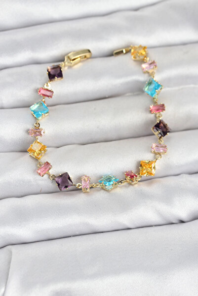 SORA GROUP Mixed Color Gold Color Gema Women's Bracelet with Crystal Stone Cu...