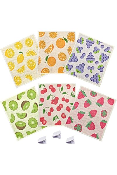 TERRIFI 6 PCS Swedish Dishcloths for Kitchen w/3PCS Clips, Reusable Paper Tow...