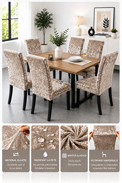 delfin HomeRoy Huse Catifea pentru Scaune – Set 6 Bucăți
