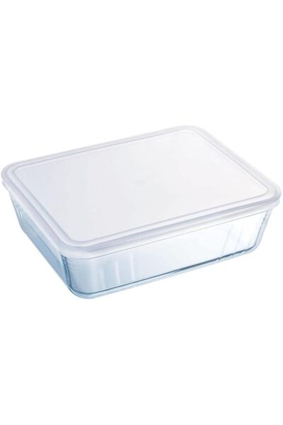 Generic Cook & Freeze Clear glass Rectangular Bowl/Dish/Container With Plasti...