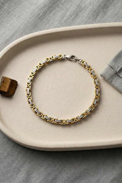 SORA GROUP 316L Steel Gold and Silver King Chain Model Men's Bracelet