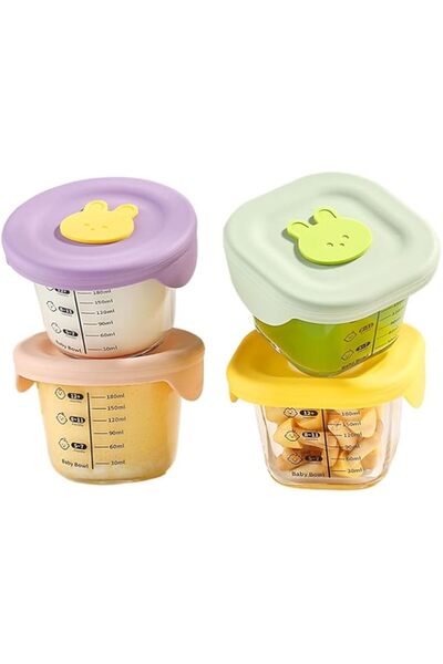 Generic 4Pcs Mini Square Glass Food Storage Containers, Clear Glass Jars with...