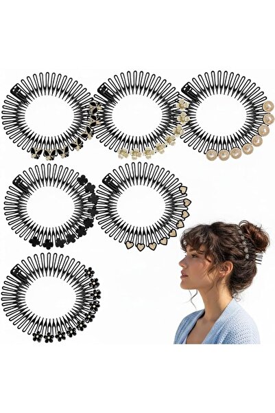 KASTWAVE Zigzag Non-slip Elastic Hair Hoops 6 Pack, with Clips for Women and ...