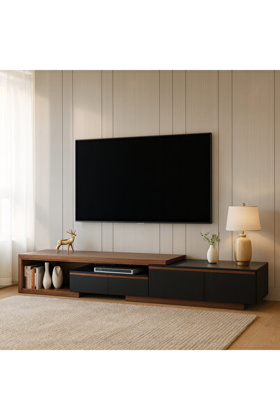 Baytonia Ariana Modern Tv Stand - Brown and Black