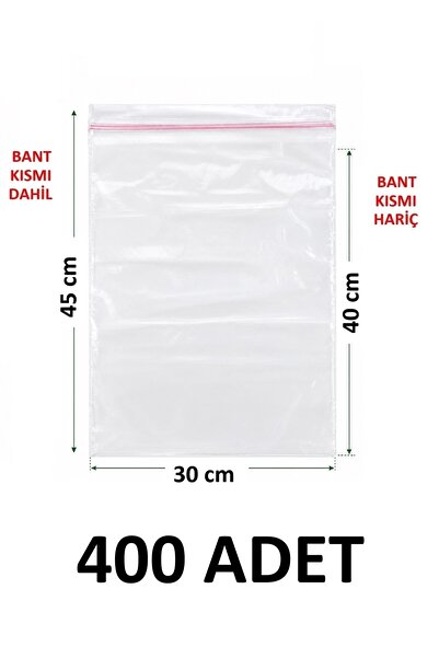MTKardeşler 400 Pieces 30X40 +5 cm Transparent Nylon Bags with Polyethylene T...