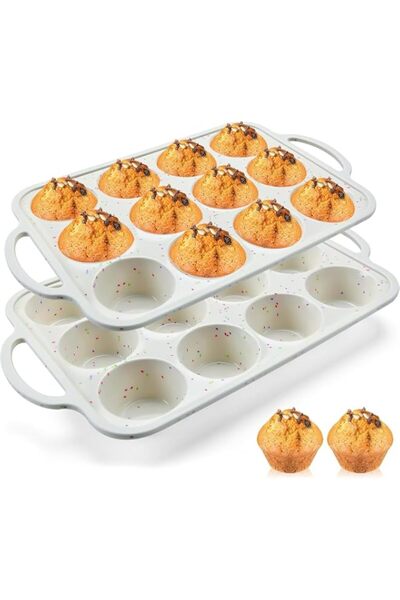 Generic NimbusNote 2 Pack Silicone Muffin Pan with Metal Reinforced Frame, 12...